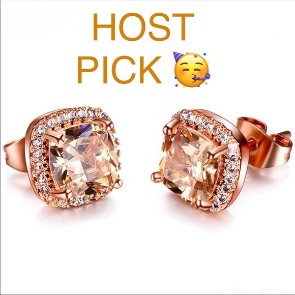 Jewelry - 18k Rose Gold Filled Champagne Topaz Stud Earrings